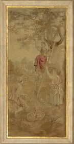 A large framed Continental tapestry panel