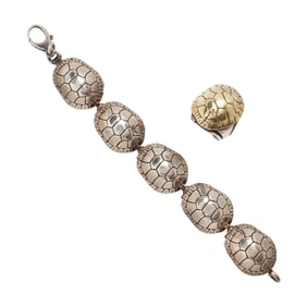 A Barry Kieselstein-Cord silver bracelet and silver and 14k gold ring, 1996 and 1999