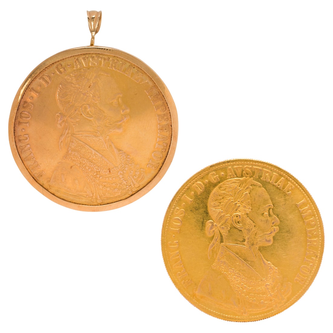 Two 14k gold reproduction coins and brooch findings (1 of 2)