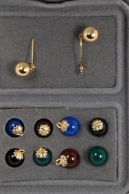 A gem-set and 14k gold interchangeable earring set