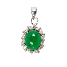 A glass and silver pendant