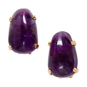 A pair of amethyst and 14k gold