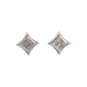 A pair of diamond and 10k gold stud earrings