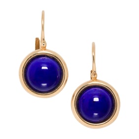 A pair of lapis lazuli and 14k gold earrings