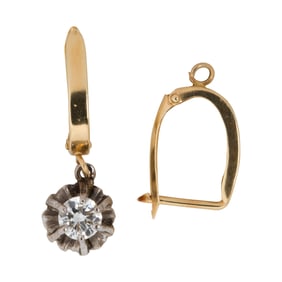 A diamond and 14k gold earring and earring finding