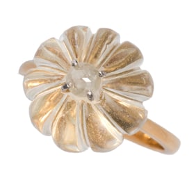 A rock crystal, diamond, and 18k gold ring