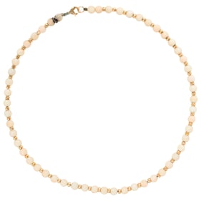 A coral and 14k gold necklace