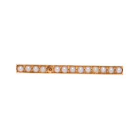 Seed pearl and 14k gold bar pin