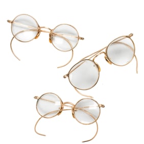 Three pairs of gold-filled glasses