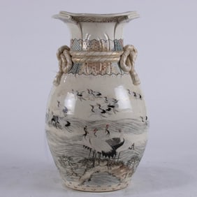 A Satsuma 'crane' vase