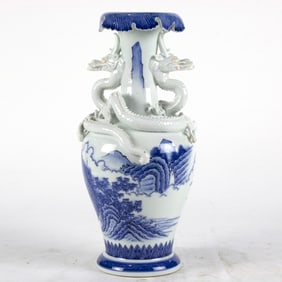 A Hirado blue and white 'dragon' vase