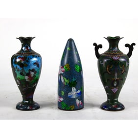 (lot of 3) Japanese cloisonne enamel vases