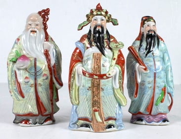 A set of three Chinese famille rose Star God figures