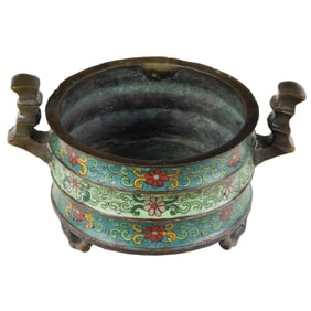 A Chinese cloisonne enamel censer