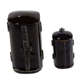 (lot of 2) Japanese lacquered Buddhist traveling shrines