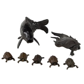 (lot of 7) Japanese bronze animal figures