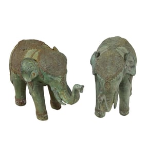(lot of 2) Southeast Asian bronze elephants