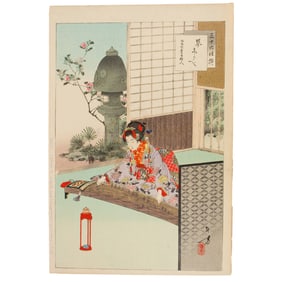 Mizuno Toshikata (1866-1908) - Koto shirabe - Kokakoro Nagoya fujin