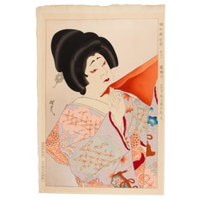 Ota Masamitsu (1892-1975) - Onoe Kikugoro VI as the maiden Yayoi in Kagami-jishi