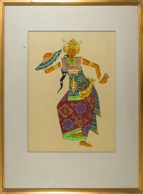 (lot of 9) Balinese dancer paintings
