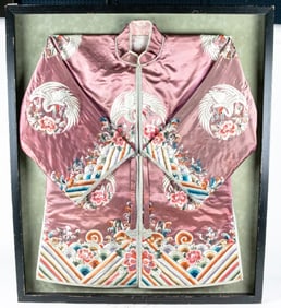 A Chinese embroidered bird panel