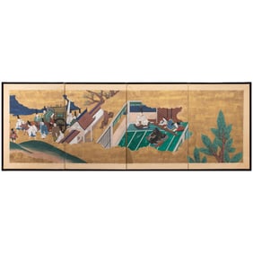 A Japanese four-panel folding screen
