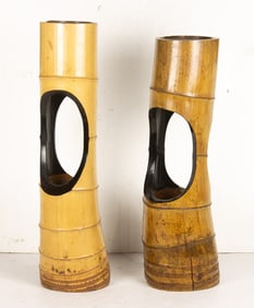 (lot of 2) Japanese bamboo ikebana vases
