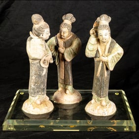 Set of Chinese terra cotta court ladies