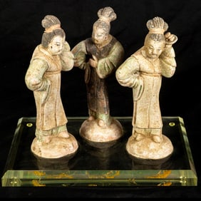 Set of Chinese terra cotta court ladies