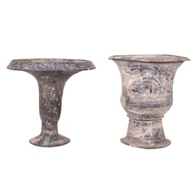 (lot of 2) Ban Chiang painted pottery vessels