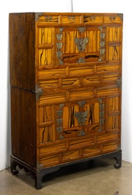 A Korean hardwood two section cabinet