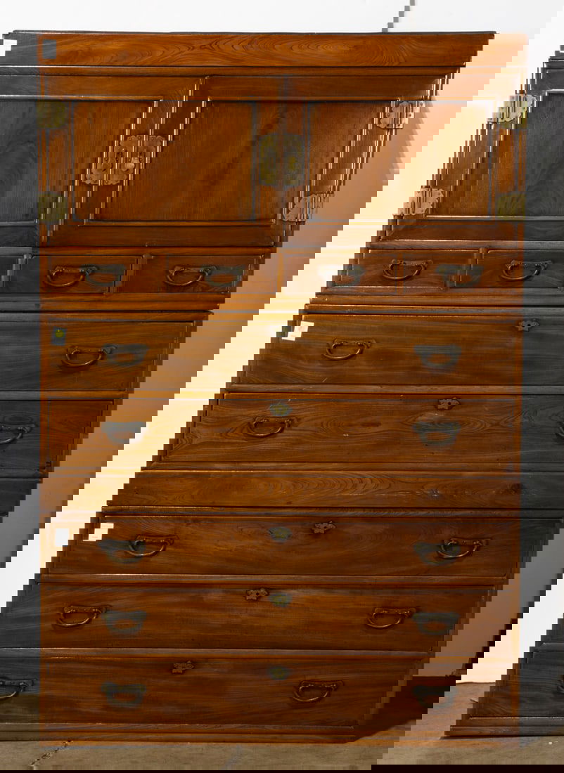 A Japanese hardwood three section tansu (1 of 1)