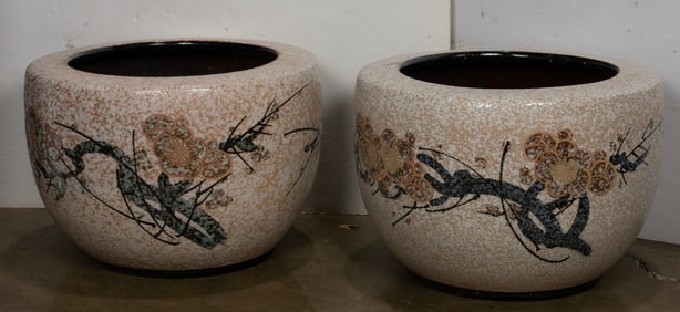 (lot of 2) Japanese ceramic jardineres