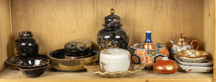A Shelf of Japanese porcelain articles