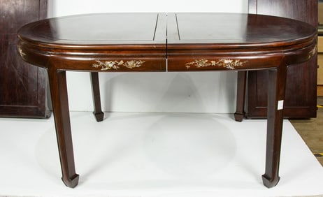 A Chinese mother-of-pearl inlaid rosewood dining table