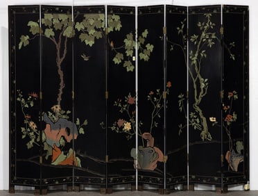 A Chinese eight-panel coromandel folding screen