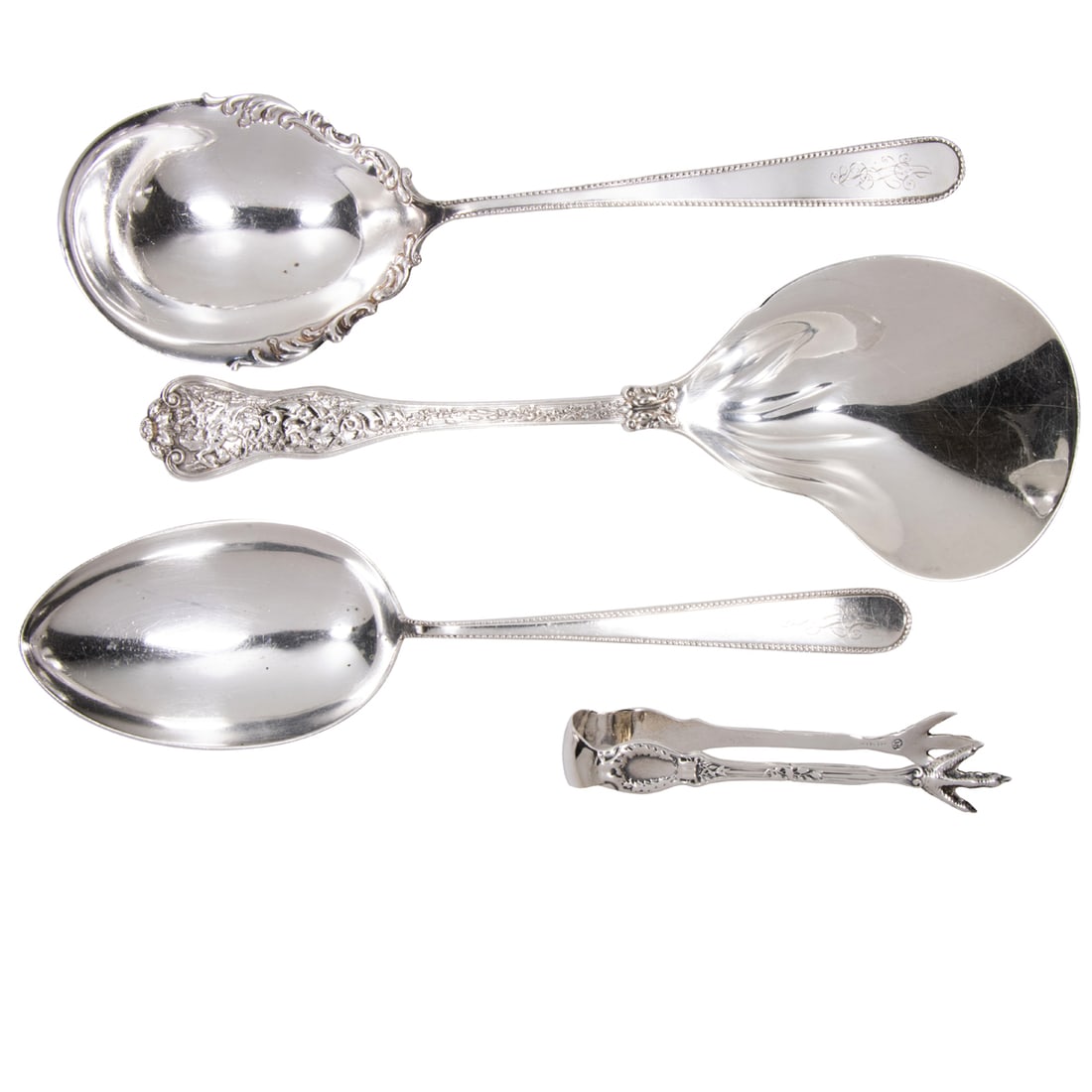 Four pieces of sterling table articles, including a Tiffany Olympian pattern serving spoon, 9 (1 of 2)