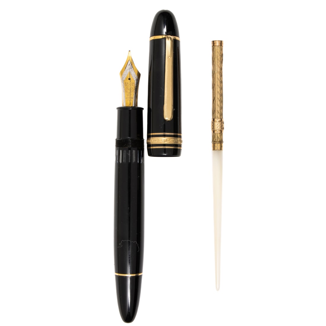 A Montblanc Meisterstuck 149 fountain pen with a gold and mother of pearl ink pen (1 of 4)