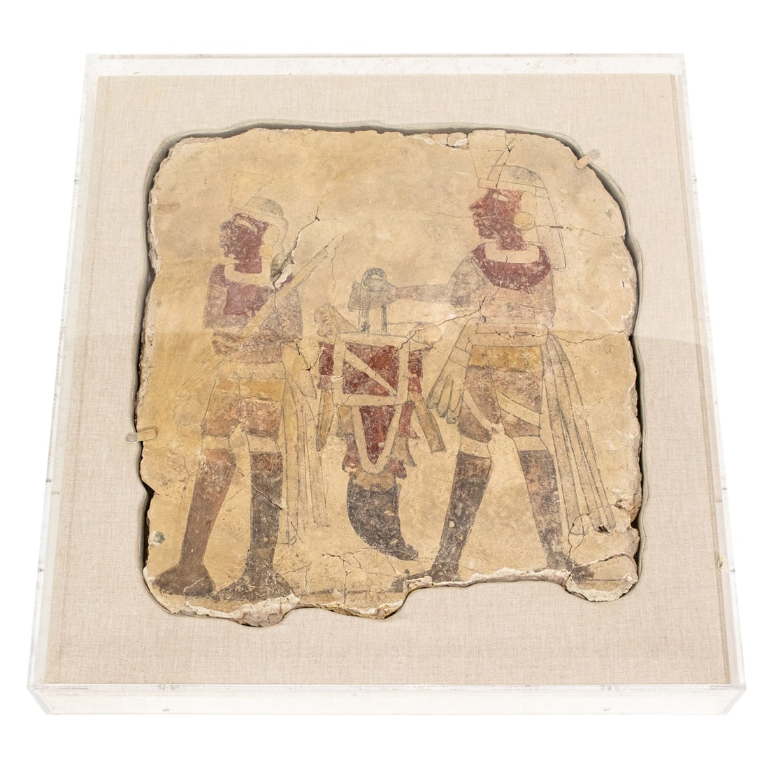 A large and early Meso American polychrome fresco fragment (1 of 4)