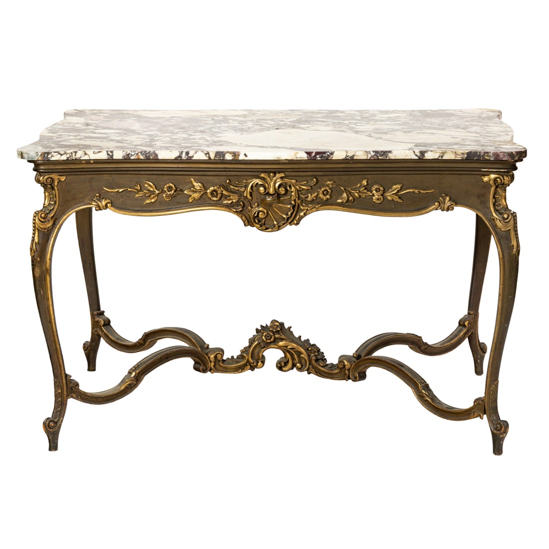 A Rococo style gilt wood center table with marble top (1 of 4)