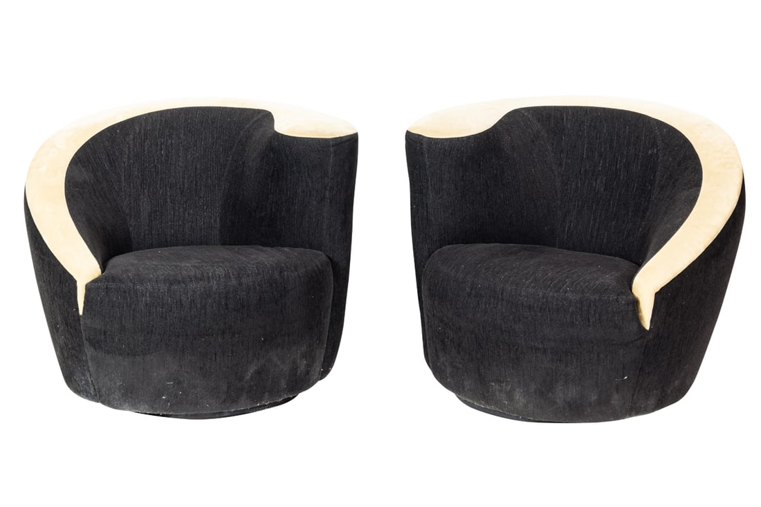 A pair of Vladimir Kagan for Directional 'Nautilus' swivel chairs (1 of 4)