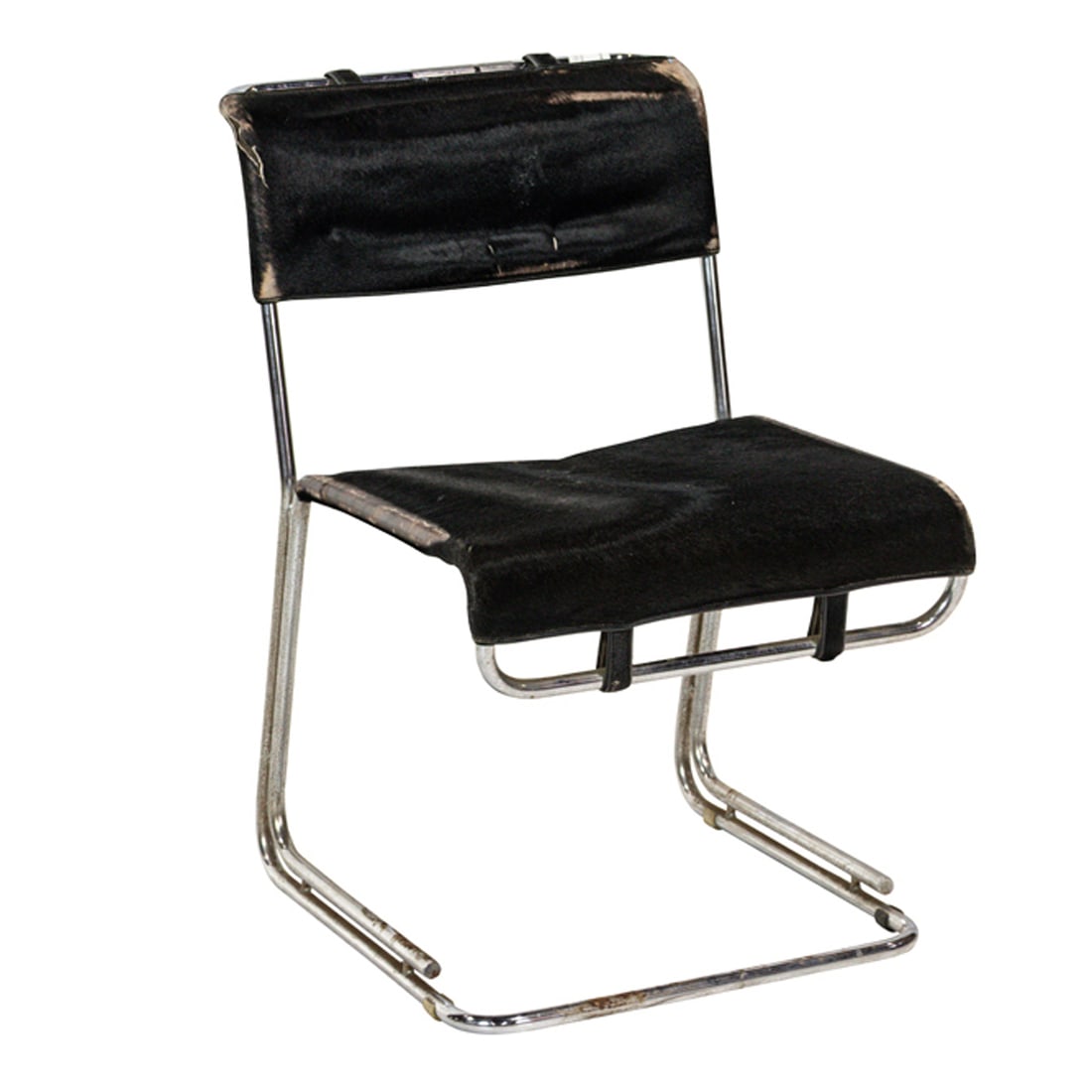 A Mart Stamm attributed cowhide leather chair on chrome cantilever frame, unmarked (1 of 4)
