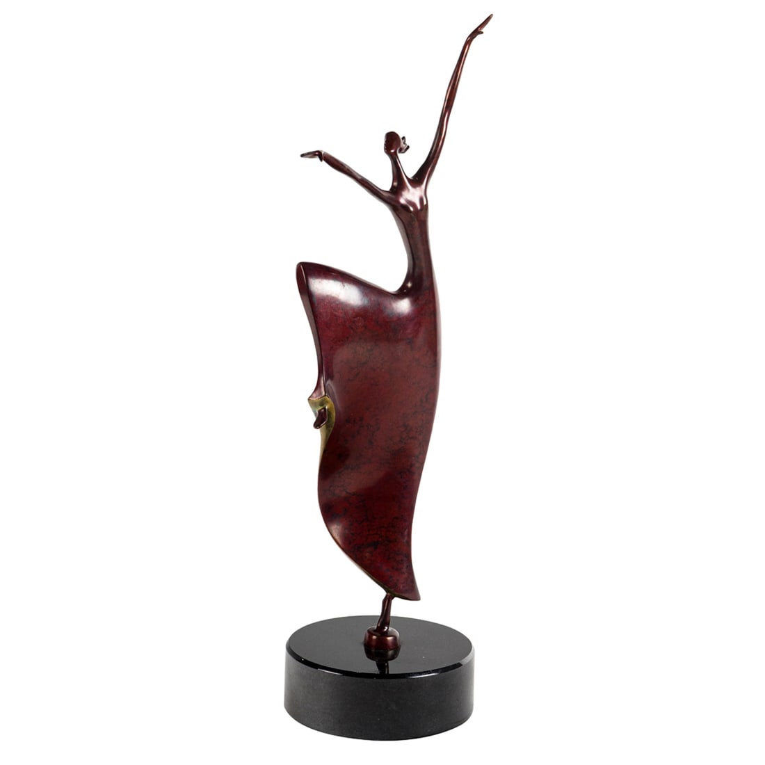 Sculpture, D.E. McDermott: D.E. McDermott (American, 20th/21st century), Dancer, bronze sculpture on marble base, signed near base, edition 100/175, overall (with base): 22.5"h x 6.5"w x 6.5"d