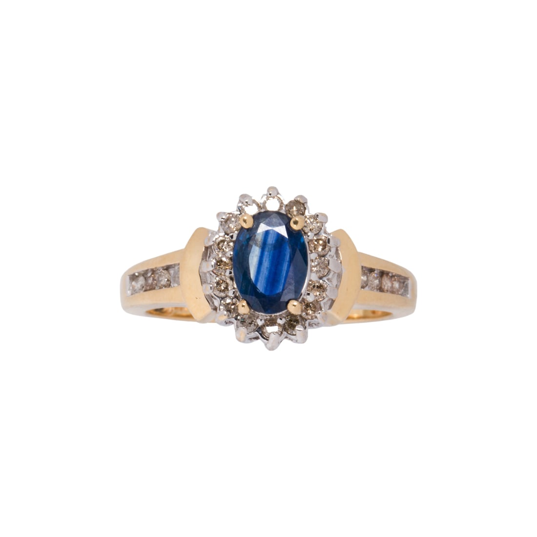 A sapphire, diamond, and 14k bi-color gold ring (1 of 2)