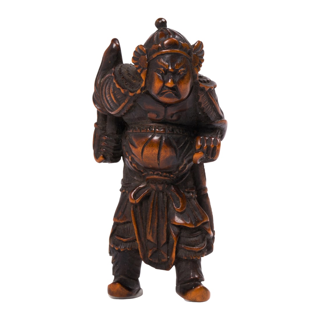 A boxwood netsuke of Vaisravana, the King of the North (1 of 3)