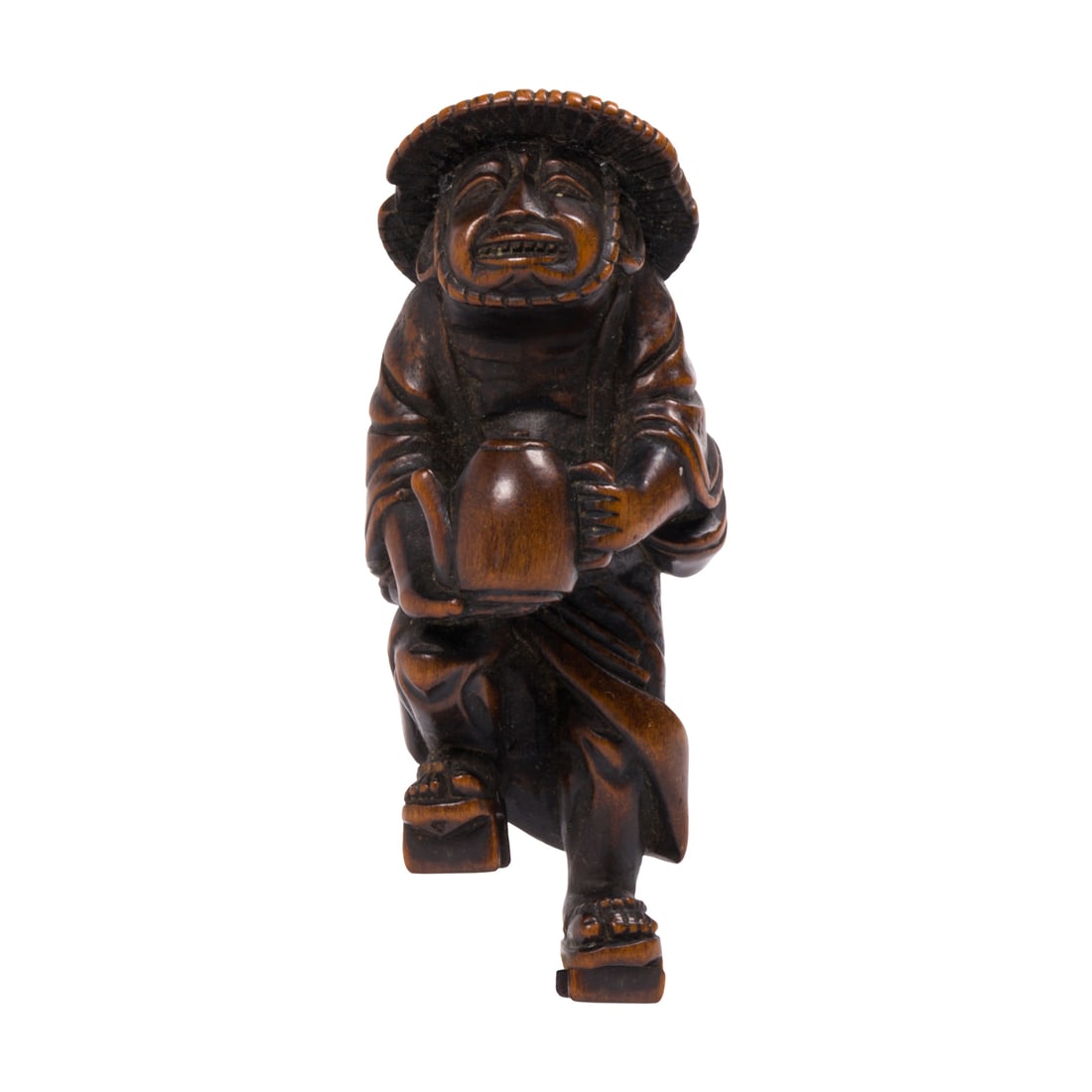 A boxwood netsuke of the oil thief Abura Bozo: A boxwood netsuke of the oil thief Abura Bozo. 19th century, 2.25" high.