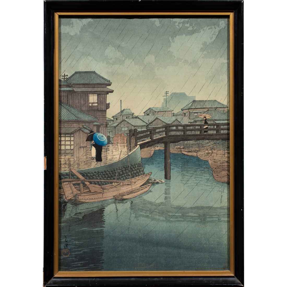 Kawase Hasui (1883-1957) - Rain at Shinagawa (1 of 2)