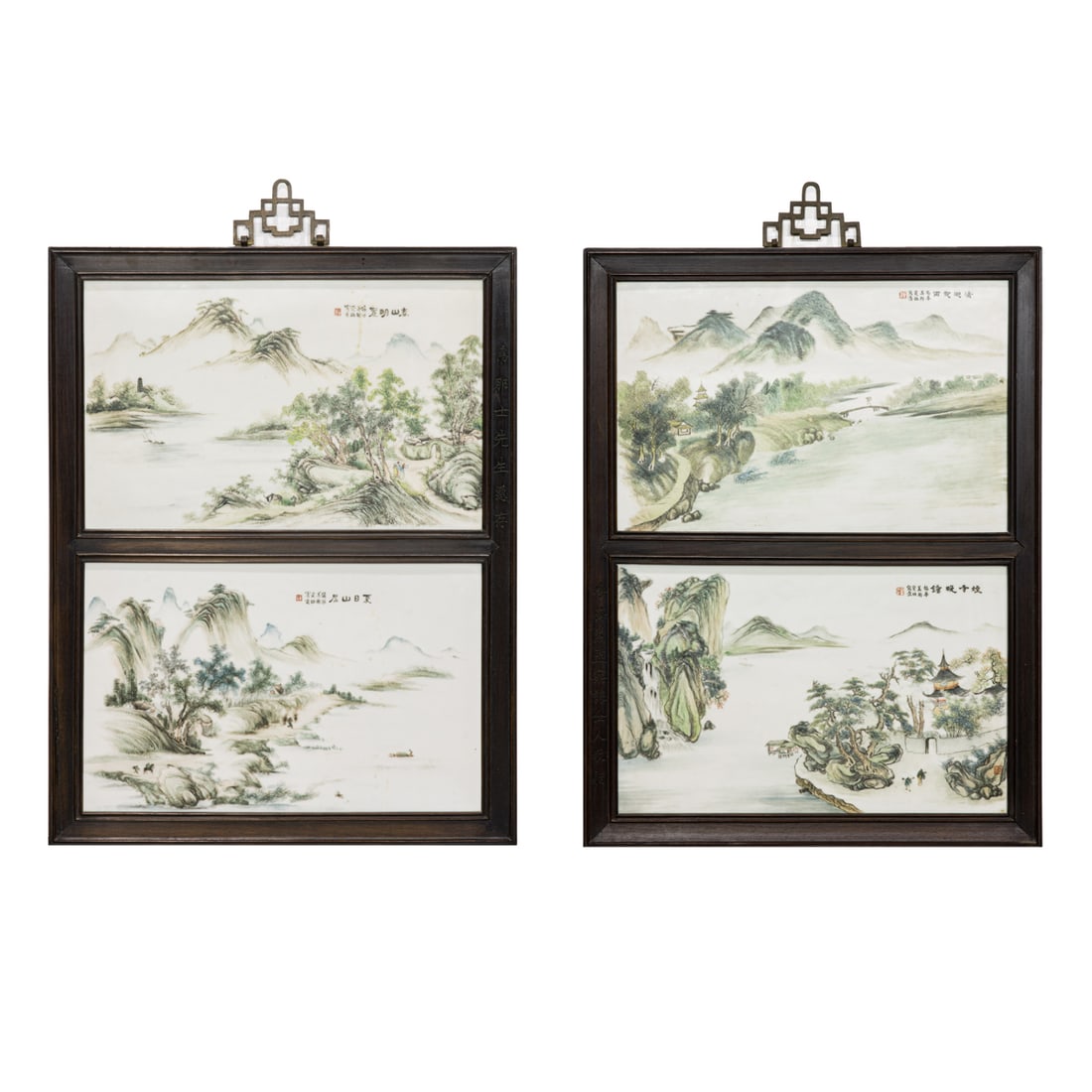 A set of four Chinese famille rose porcelain plaques (1 of 12)