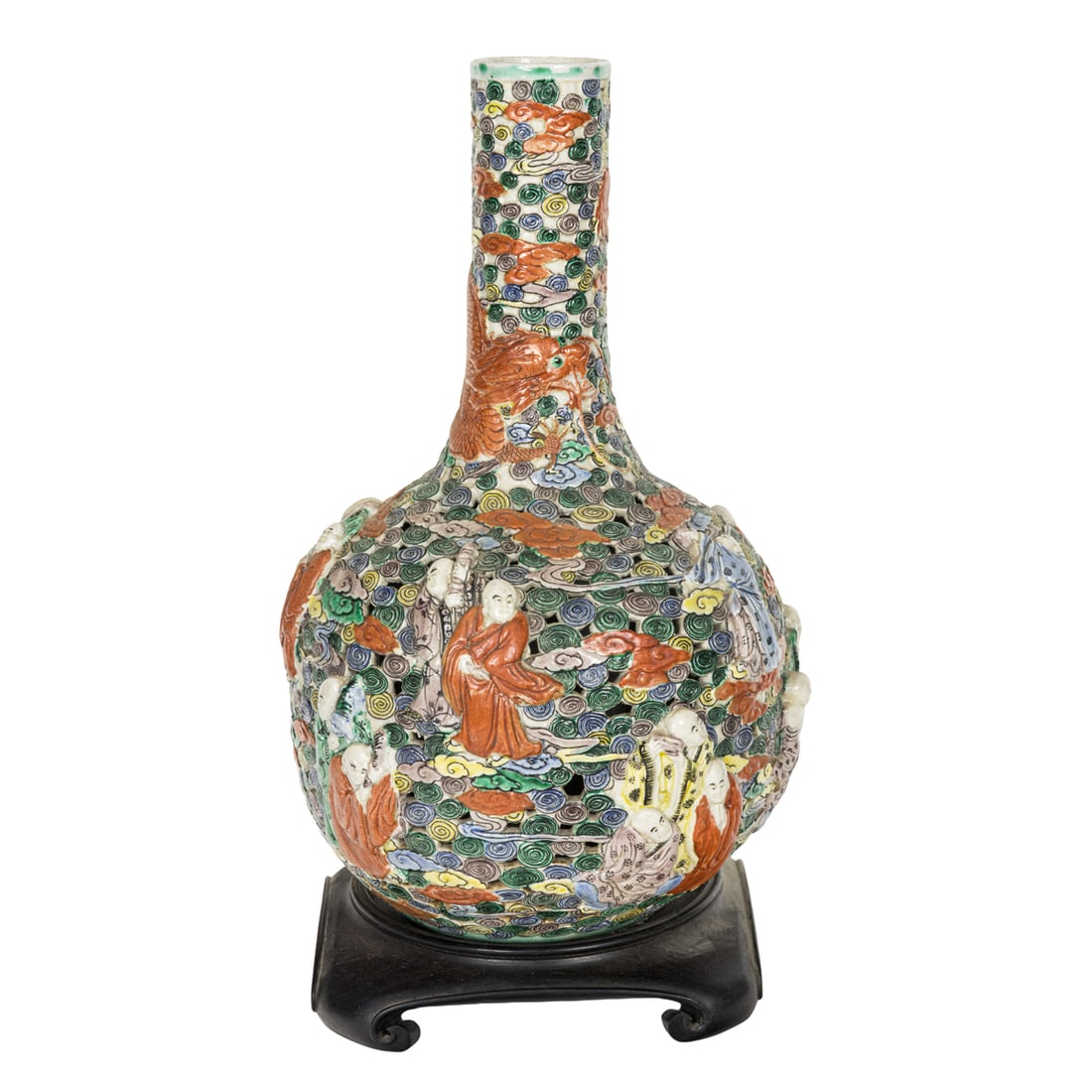 A Chinese famille rose reticulated globular vase (1 of 4)