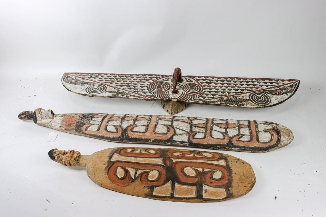 Three tribal polychrome carved panels (1 of 1)